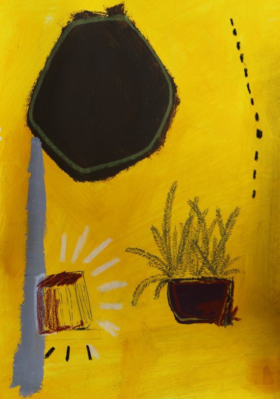 Anestis Ioannou, <i>Common Space III</i>, 2021, acrylics, oil pastel and pencil on paper, 50x35 cm