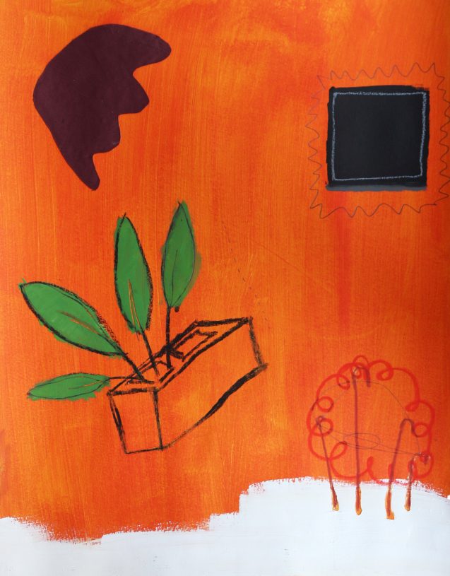 Anestis Ioannou, <i>Exotic Foundations</i>, 2021, acrylics, oil pastel, pencil and textile on paper, 65x50 cm