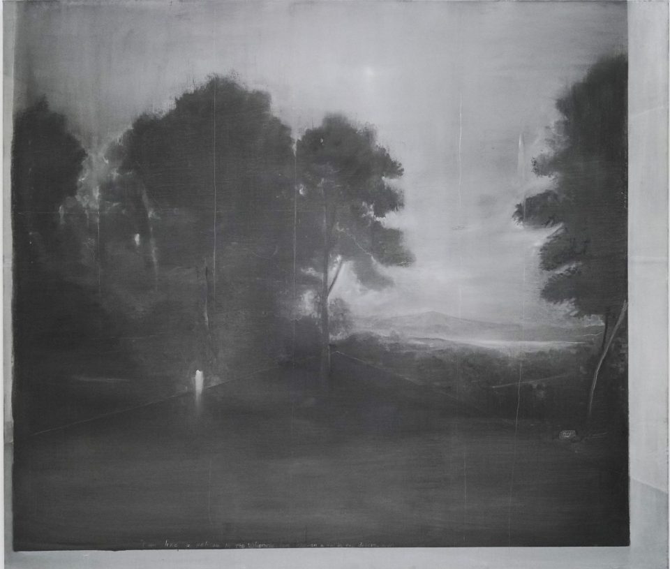 Vangelis Gokas, <i>I am like a pelican in the wilderness, I am like an owl in the desert</i>, 2010, <br>oil on canvas, 185x215 cm