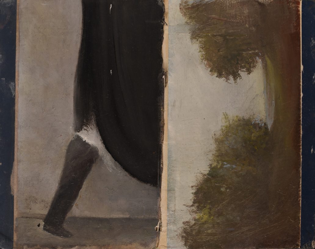 Vangelis Gokas, <i>Untitled</i>, 2017, oil on book cover, 37x29.5 cm