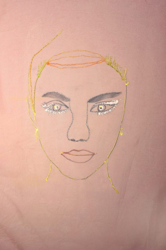 Katerina Zacharopoulou, <i>2nd Witch</i> (Work series Come Inside), 2020, painting on muslin, 50x57 cm