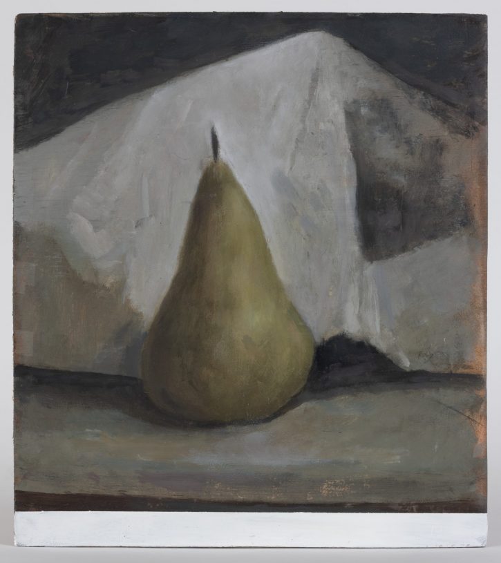 Vangelis Gokas, <i>Pear II</i>, 2025, oil on wood, 30x35 cm