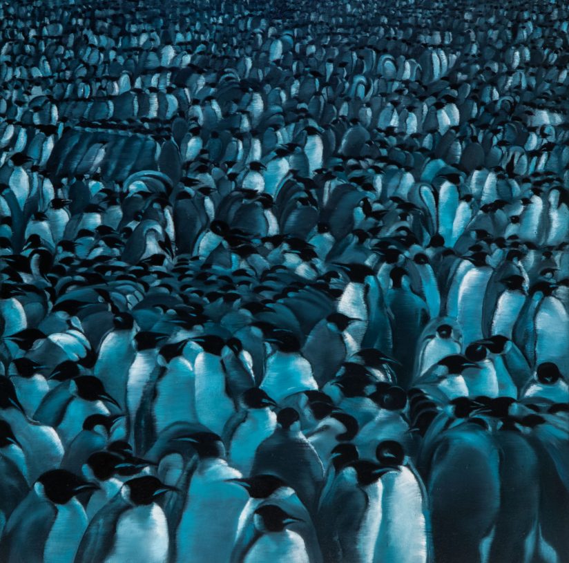 Fotini Poulia, <i>Brevity#1</i>, 2021, oil on wood, 32x32 cm