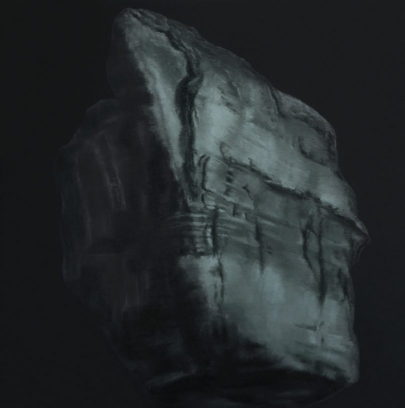 Fotini Poulia, <i>Land#2</i>, 2017, oil on wood, 28x28 cm