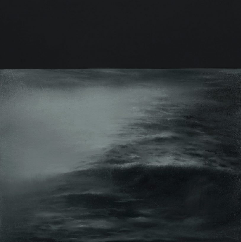 Fotini Poulia, <i>No Land#2</i>, 2016, oil on wood, 28x28 cm