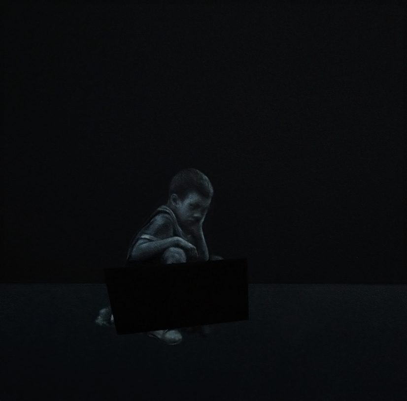 Fotini Poulia, <i>No Title#1</i>, 2016, oil on wood, 28x28 cm