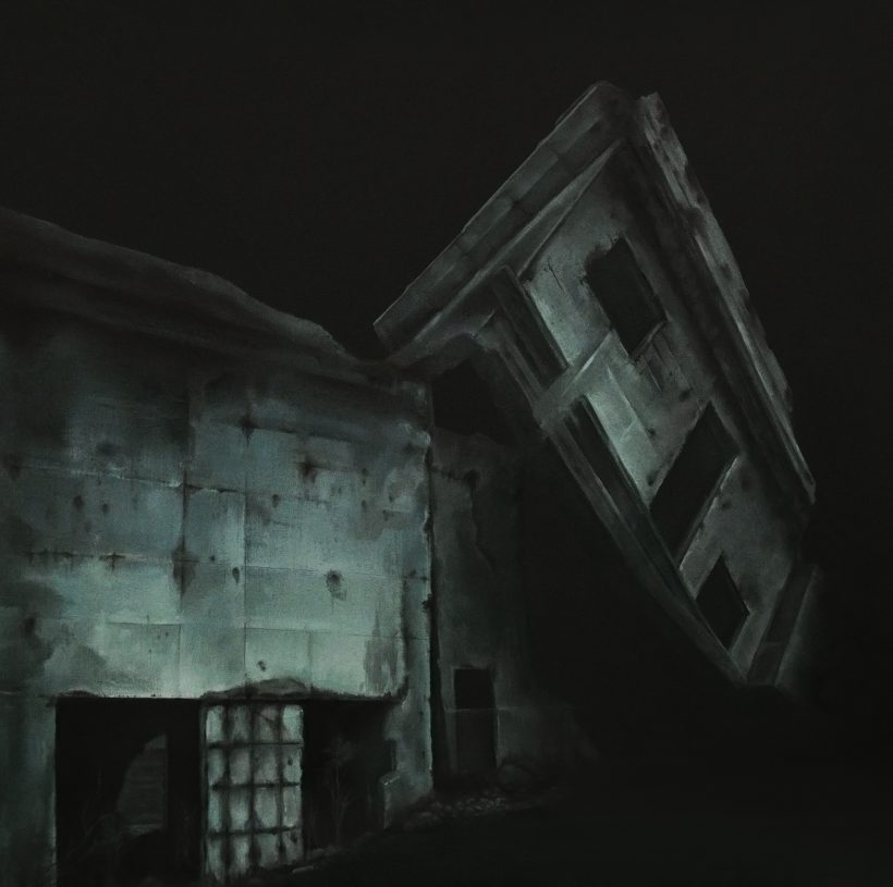 Fotini Poulia, <i>Ruines#1</i>, 2015, oil on wood, 40x40 cm