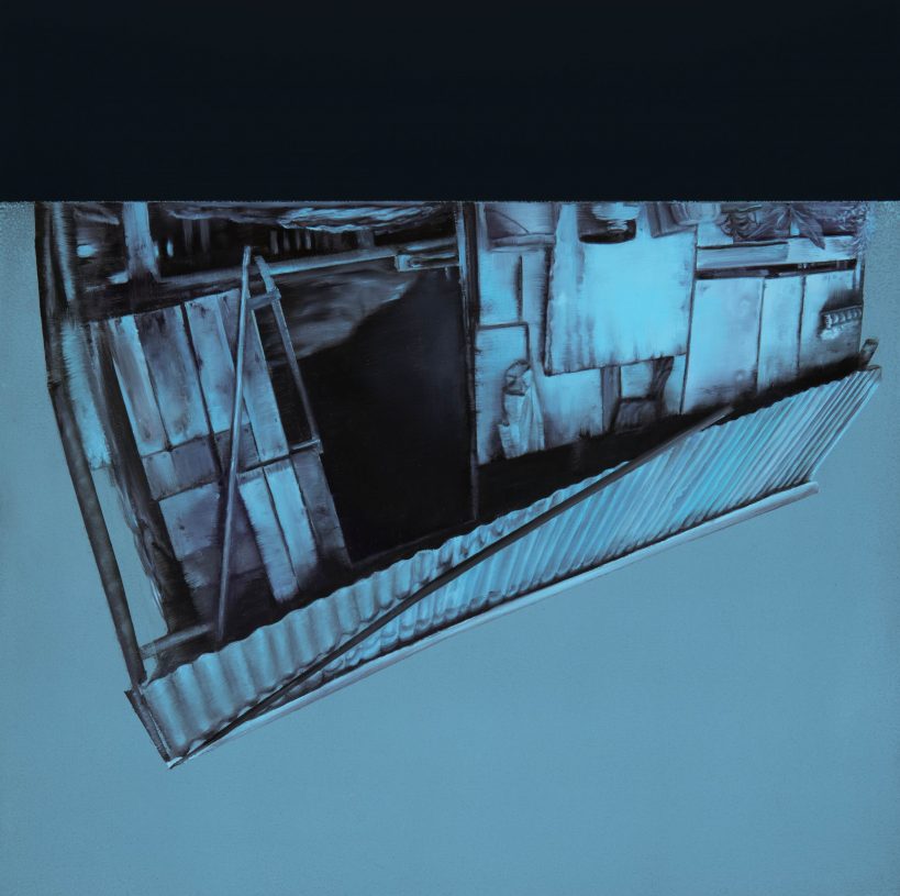 Fotini Poulia, <i>Underwater#2</i>, 2022, oil on wood, 40x40 cm