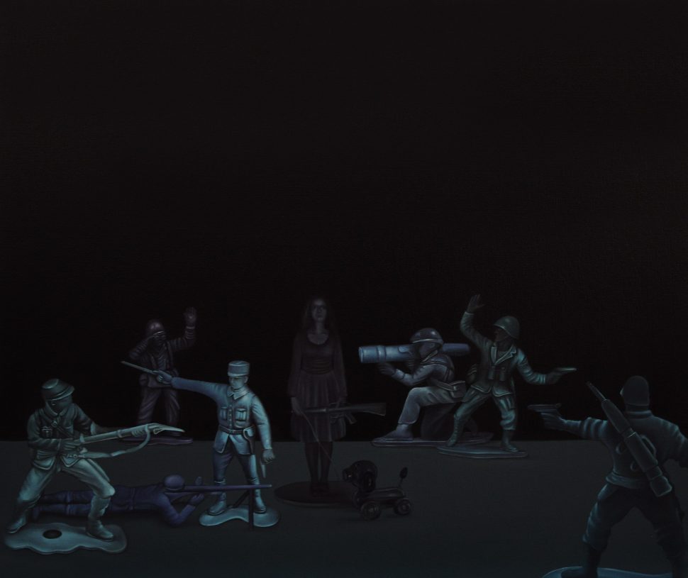 Fotini Poulia, <i>You Have the Right#1</i>, 2014, oil on wood, 46x39 cm