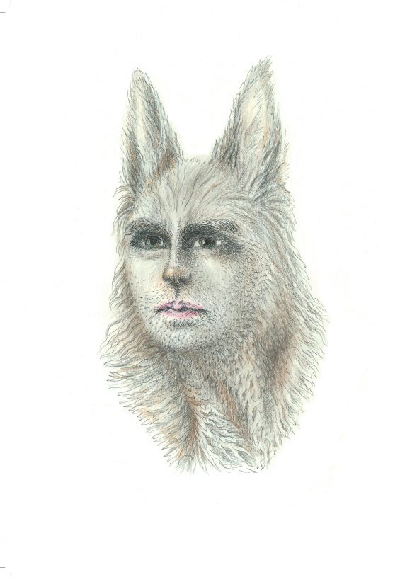 Joulia Strauss, <i>Dog (Raimar Stange)</i>, 2018, ink and pencil on paper, 29.5x21 cm or 43x34 cm framed