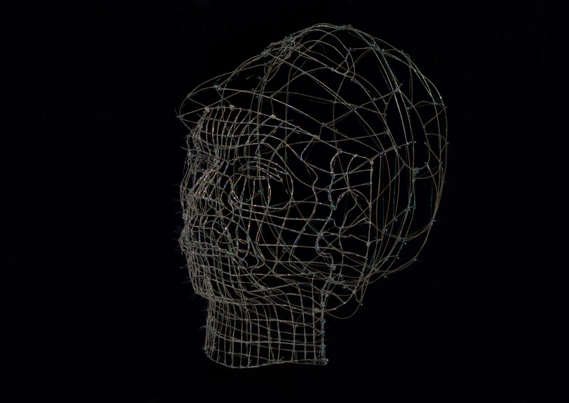 Joulia Strauss, <i>Athena Sirene (Friedrich Kittler)</i> from the series Remote Mythical Objects, 2002, silver wire, glass pearls, approximately 60x40x30 cm