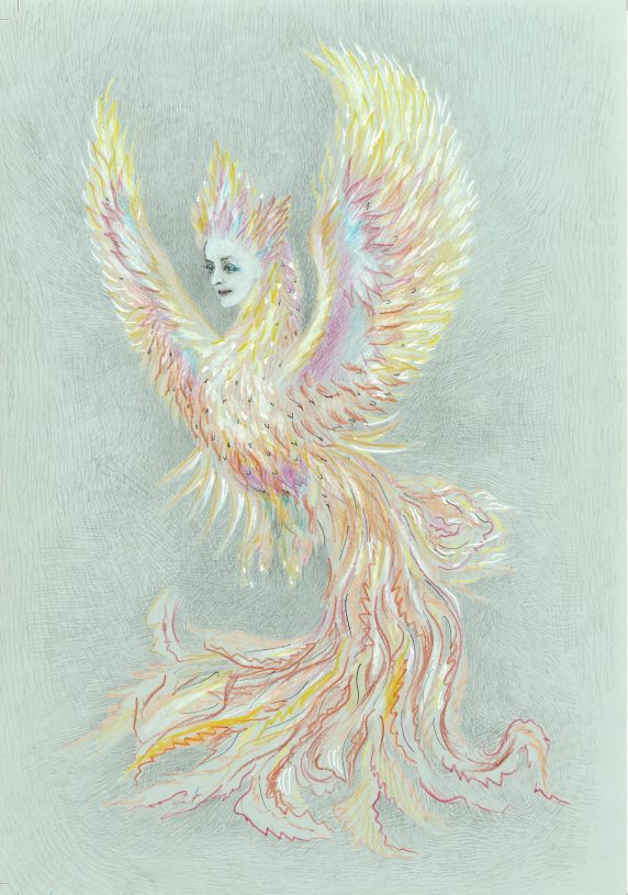Joulia Strauss, <i>Phoenix (Johanna Di Blasi)</i>, ink and pencil on paper, 33.5x24 cm or 43x34 cm framed