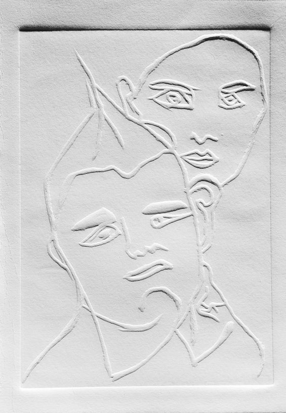 Katerina Zacharopoulou, <i>I don't believe you</i>, 2020-22, <br>dry embossing printing on Fabriano paper, 35.5x25 cm