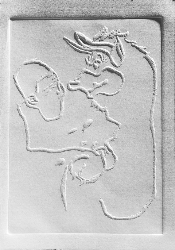Katerina Zacharopoulou, <i>You won't catch me</i>, 2020-22, <br>dry embossing printing on Fabriano paper, 35.5x25 cm