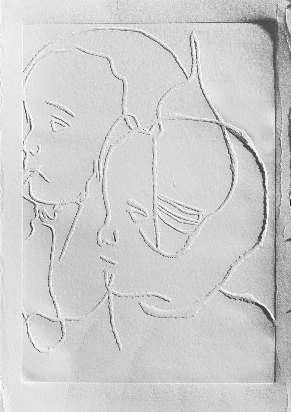 Katerina Zacharopoulou, <i>Twins</i>, 2020-22, <br>dry embossing printing on Fabriano paper, 35x25 cm