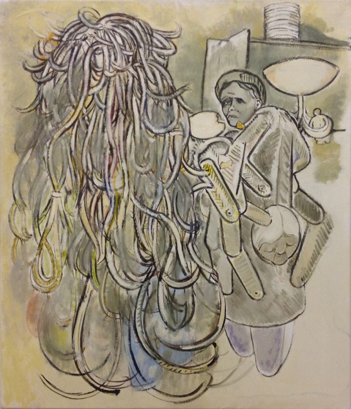 Neal Tait, <i>Untitled (gilly suit)</i>, 2016, oil on canvas, 76x66 cm