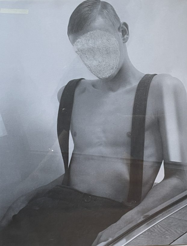 Caroline May, <i>Untitled</i>, 2016-21, magazine pages scraped and re-photographed, 44x34 cm, framed