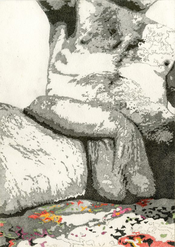 Nikos Papadopoulos, <i>Homage to Gustave Courbet IV</i>, 2019, pencil, colored pencil and ink on paper, 24x17 cm