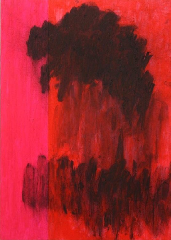 Giorgos Kontis, <i>Untitled</i>, 2017, acrylic, charcoal and varnish on plywood, mirror-glass, <br> 40x27 cm