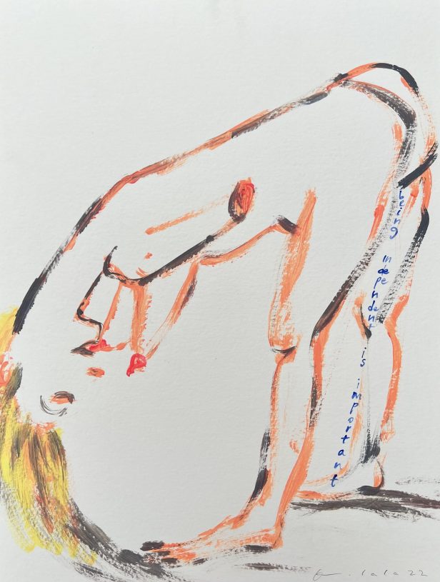 O.Lala, <i>Being independent is important</i>, 2022, acrylic on cardboard, 30x40 cm