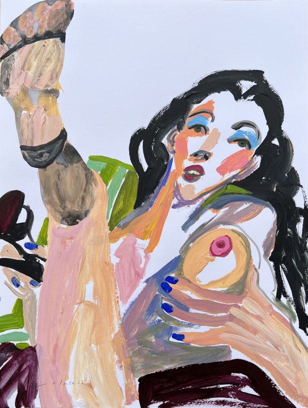 O.Lala, <i>Breast milk is halal</i>, 2022, acrylic on cardboard, 30x40 cm