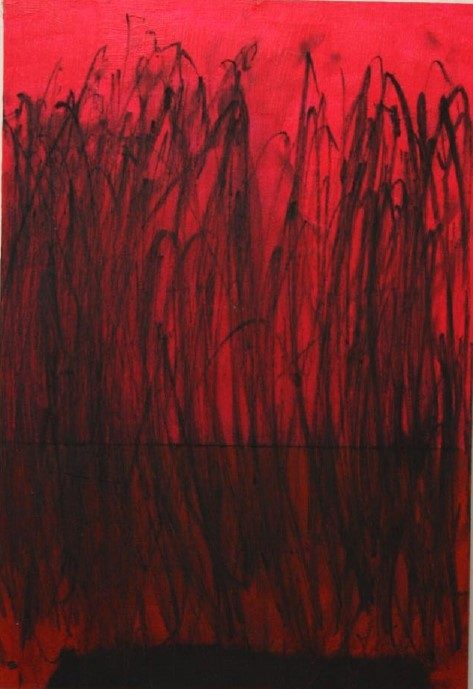 Giorgos Kontis, <i>Untitled</i>, 2018, acrylic, charcoal and varnish on plywood, mirror-glass, <br> 40x27 cm