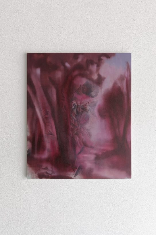 Damianos Zisimou, <i>Owen Zerge with landscape: The Beeches Asher Brown Durand I (provisional title)</i>, Charcoal and oil on canvas, 90x75 cm