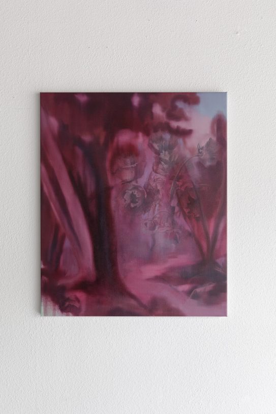 Damianos Zisimou, <i>Owen Zerge with landscape: The Beeches Asher Brown Durand II (provisional title)</i>, Charcoal and oil on canvas, 90x75 cm