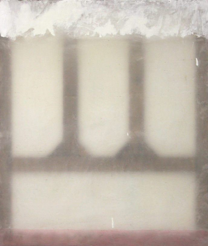 Giorgos Kontis, <i>Untitled</i>, 2019, mixed media on silk on artist's oak stretchers, 70x60 cm