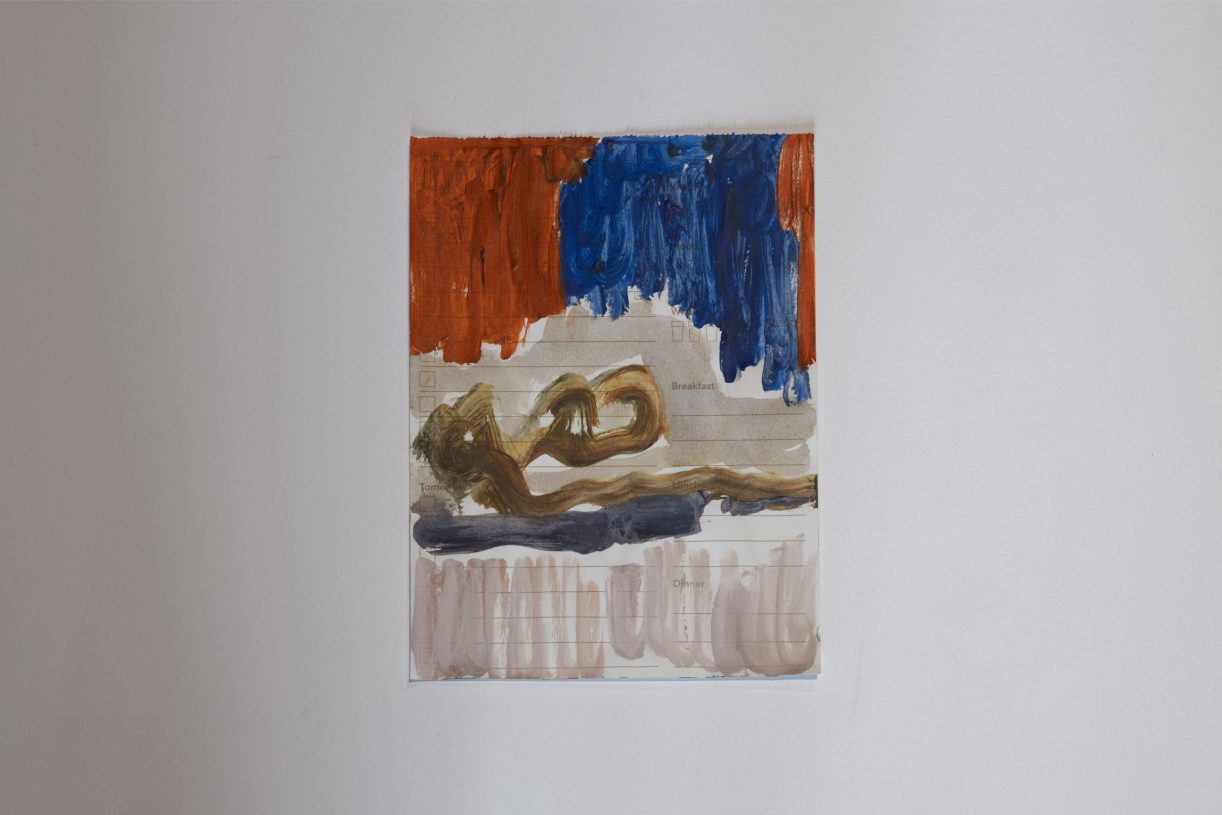 Hayley Tompkins, <i>Untitled</i>, 2025, acrylic on paper, 17.3x12.8 cm