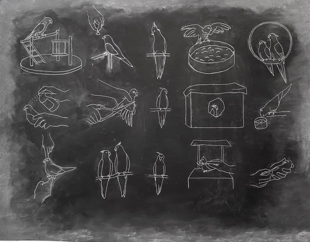 Evi Roumani, <i>Untitled</i>, 2013, chalk and acrylics on paper, 140x195 cm