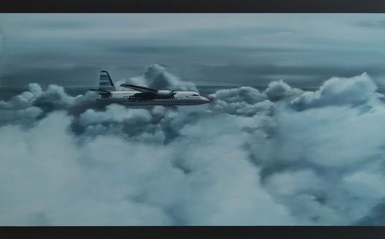 Fotini Poulia, <i>The trip </i>, 2024, oil on wood, 44x70 cm