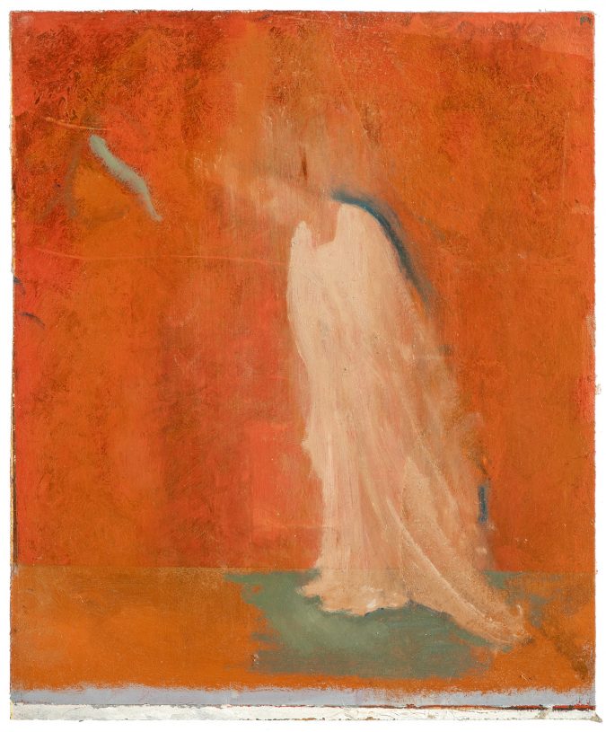 Vangelis Gokas, The red II, 2026, oil on cardboard, 26x20.5 cm