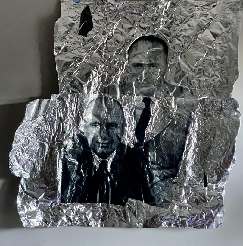 Dimitrios Antonitsis, <i>Two Grand Friends</i>, 2023, photographic print on transparent paper and aluminium, 80x80 cm