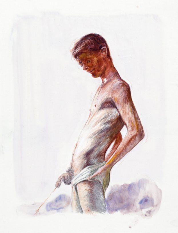 Dimitris Fragakis, <i>Pipi I</i>, 2019, acrylic on translucent polyester paper, 13.5x18.5 cm