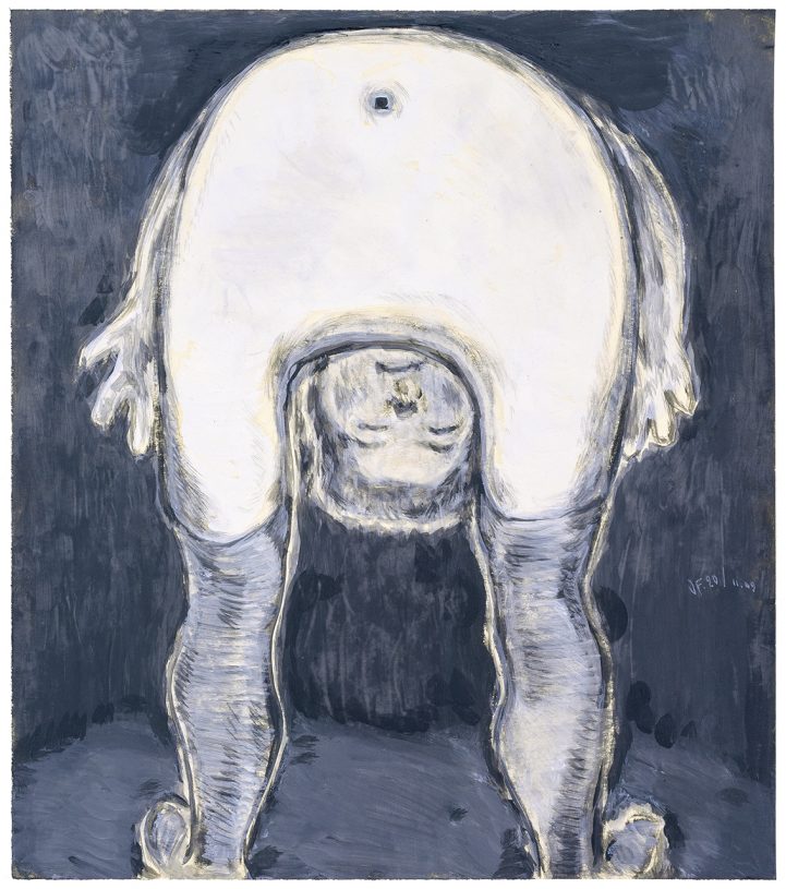 Dimitris Fragakis, <i>Untitled (after Picabia)</i>, 2020, oil paint on found paper, 41x29 cm