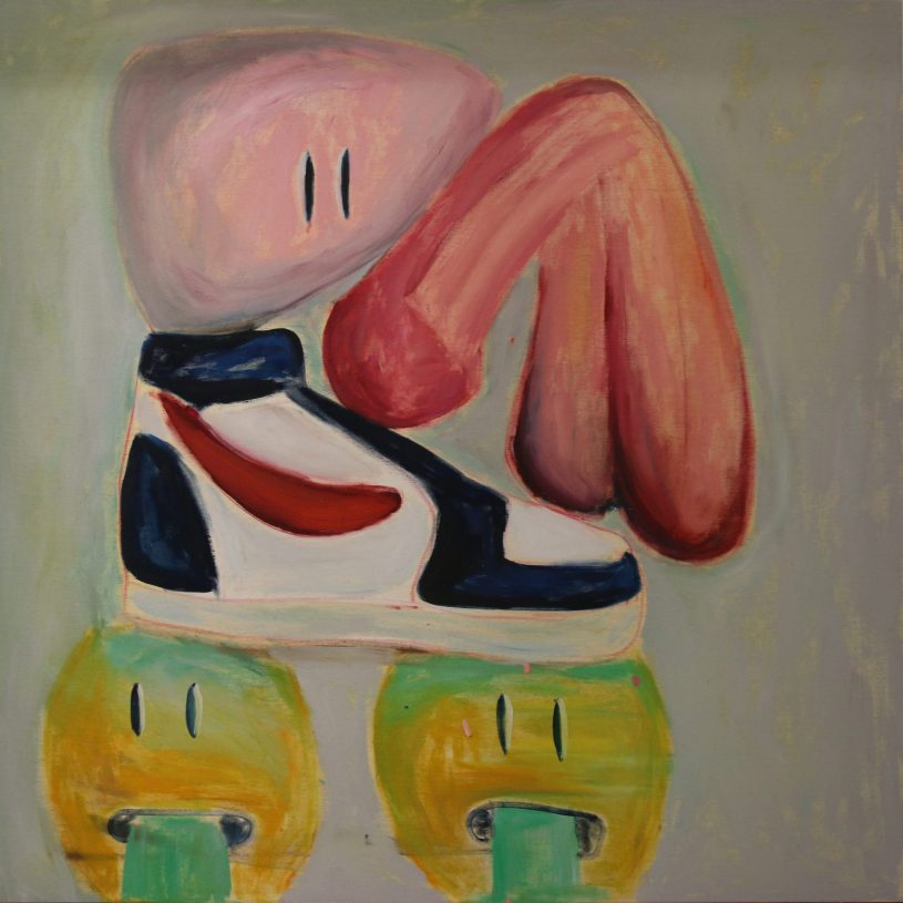 Poka-Yio, <i>SneakerHead no5</i>, 2022, oil on canvas, 100x100 cm