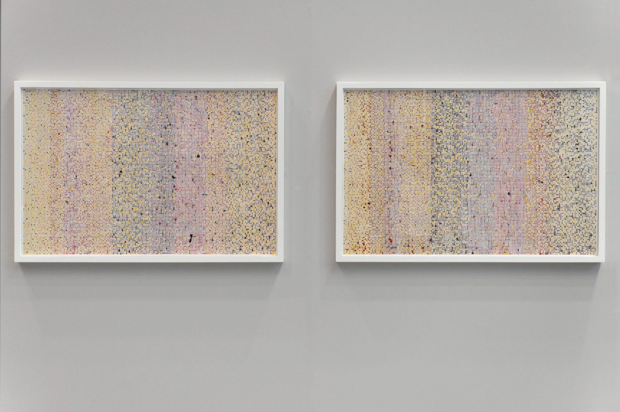 Evangelia Spiliopoulou, <i>Drawing 6</i> (diptych), 2013, enamel on paper, 60x90 cm each