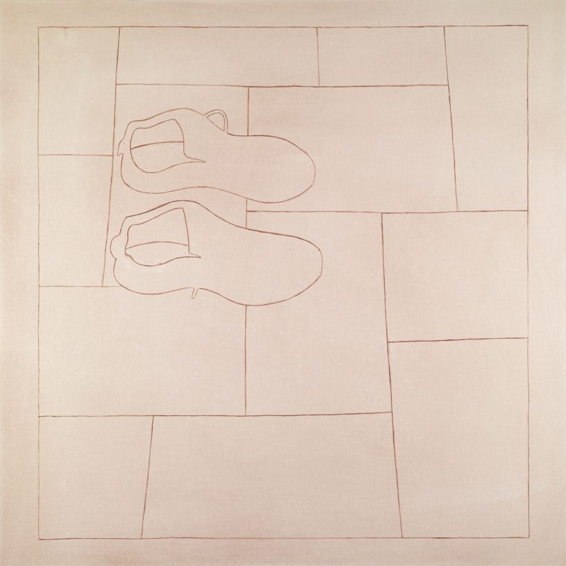 Iias Papailiakis, <i>The Floor and the Shoes</i>, 2018, oil on canvas, 100x100 cm