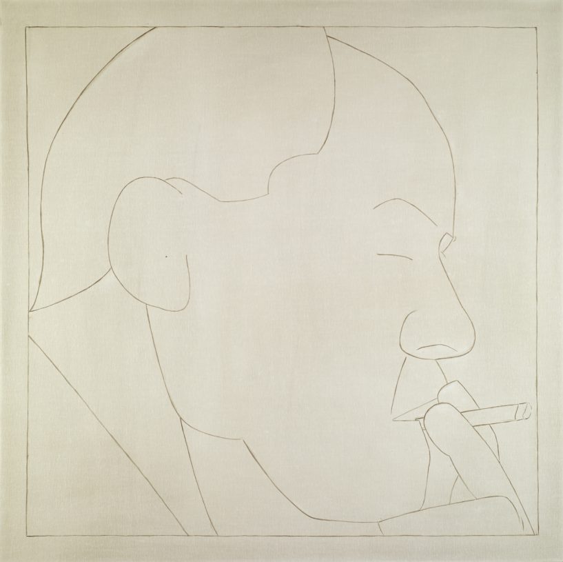 Iias Papailiakis, <i>The Portrait of M. Vamvakaris</i>, 2018, oil on canvas, 100x100 cm