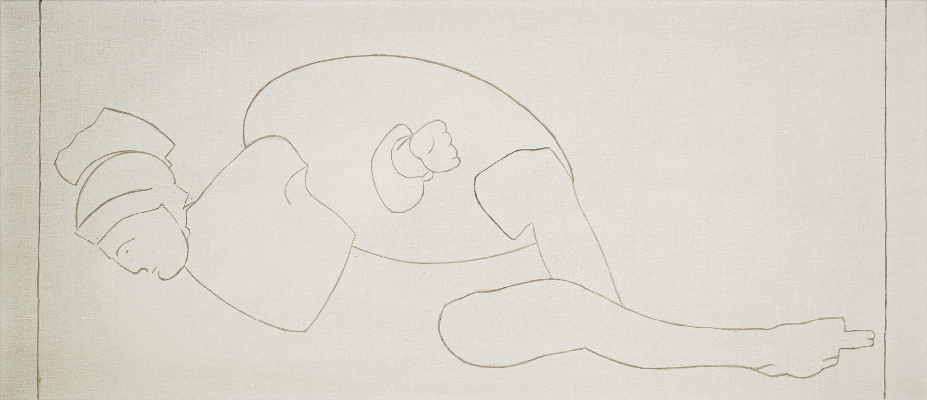 Ilias Papailiakis, <i>Dying Warrior</i>, 2018, oil on canvas, 30x70 cm