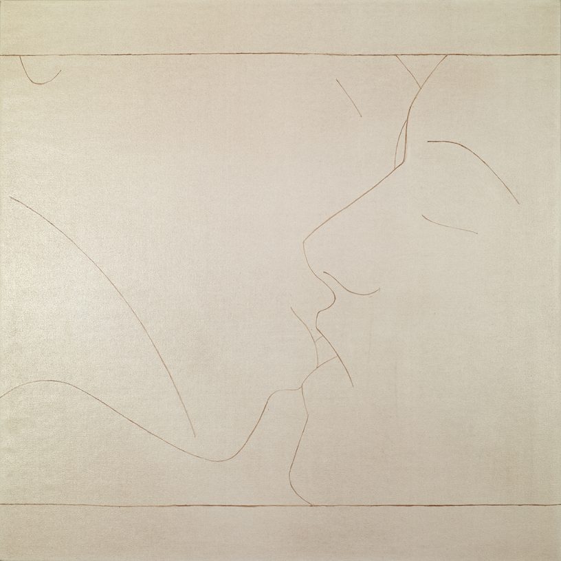 Ilias Papailiakis, <i>The Kiss</i>, 2019, oil on canvas, 100x100 cm