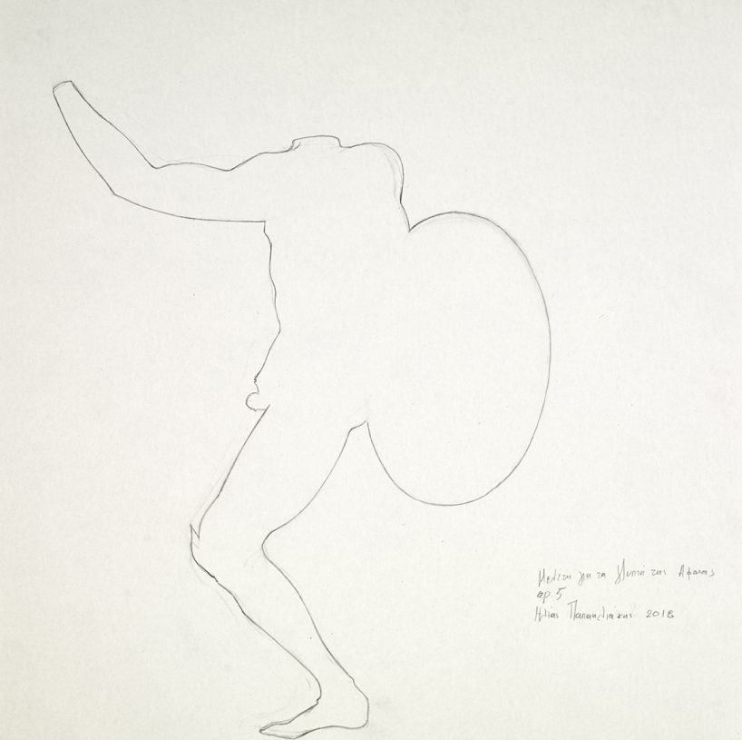 Ilias Papailiakis, <i>Study on the Sculptures of Aphaia no. 5</i>, 2018, pencil on paper, <br>40x40 cm