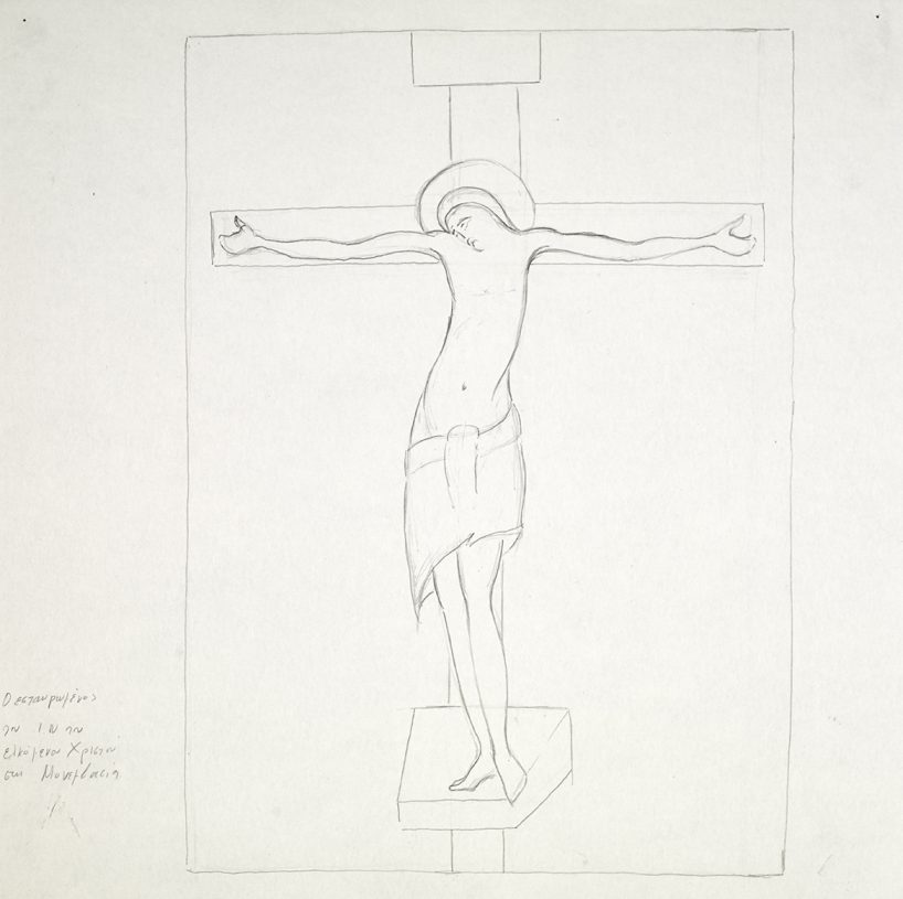 Ilias Papailiakis, <i>The Crucifix of the Church of Christ in Chains in Monemvasia</i>, 2018, <br> pencil on paper, 40x40 cm