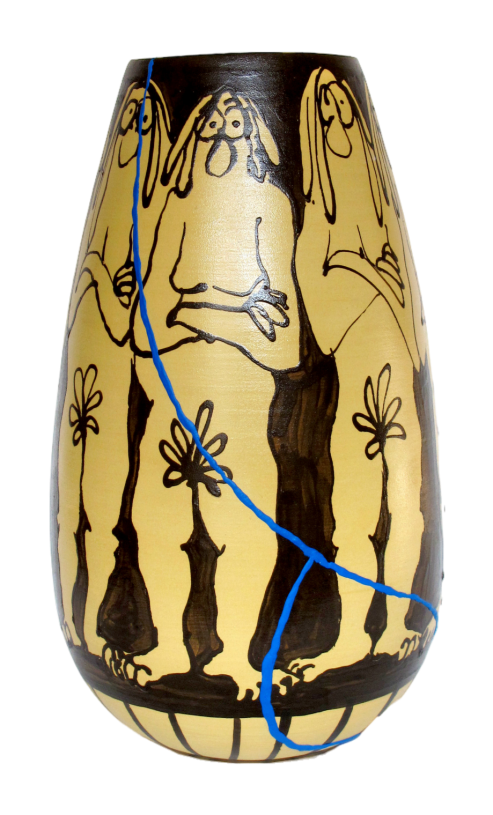 ath1281, <i>Ancient Fellas</i>, 2018, glazed earthenware, colored silicon rubber