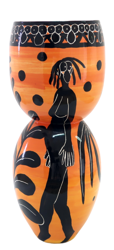 ath1281, <i>Black-figure with orange gradient</i>, 2019, glazed earthenware, 38x17 cm