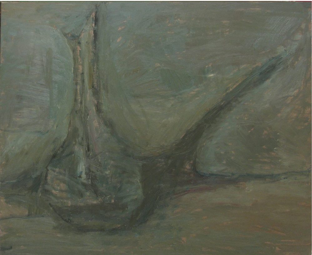 Andreas Ragnar Kassapis, <i>Vessel and its shadow 1</i>, 2024, oil on wood, 40x50 cm