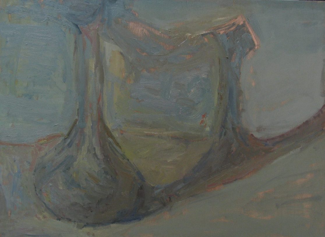 Andreas Ragnar Kassapis, <i>Vessel and its shadow 2</i>, 2024, oil on wood, 35x50 cm