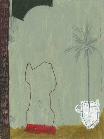 Anestis Ioannou, <i>Untitled</i>, 2024, oil, pencil, oil pastel and collage on paper, 20.5x15 cm