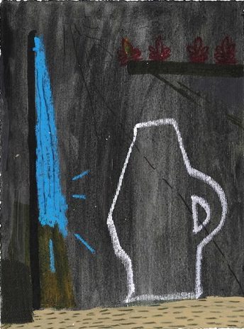 Anestis Ioannou, <i>Untitled</i>, 2024, oil, pencil, oil pastel and collage on paper, 20.5x15 cm